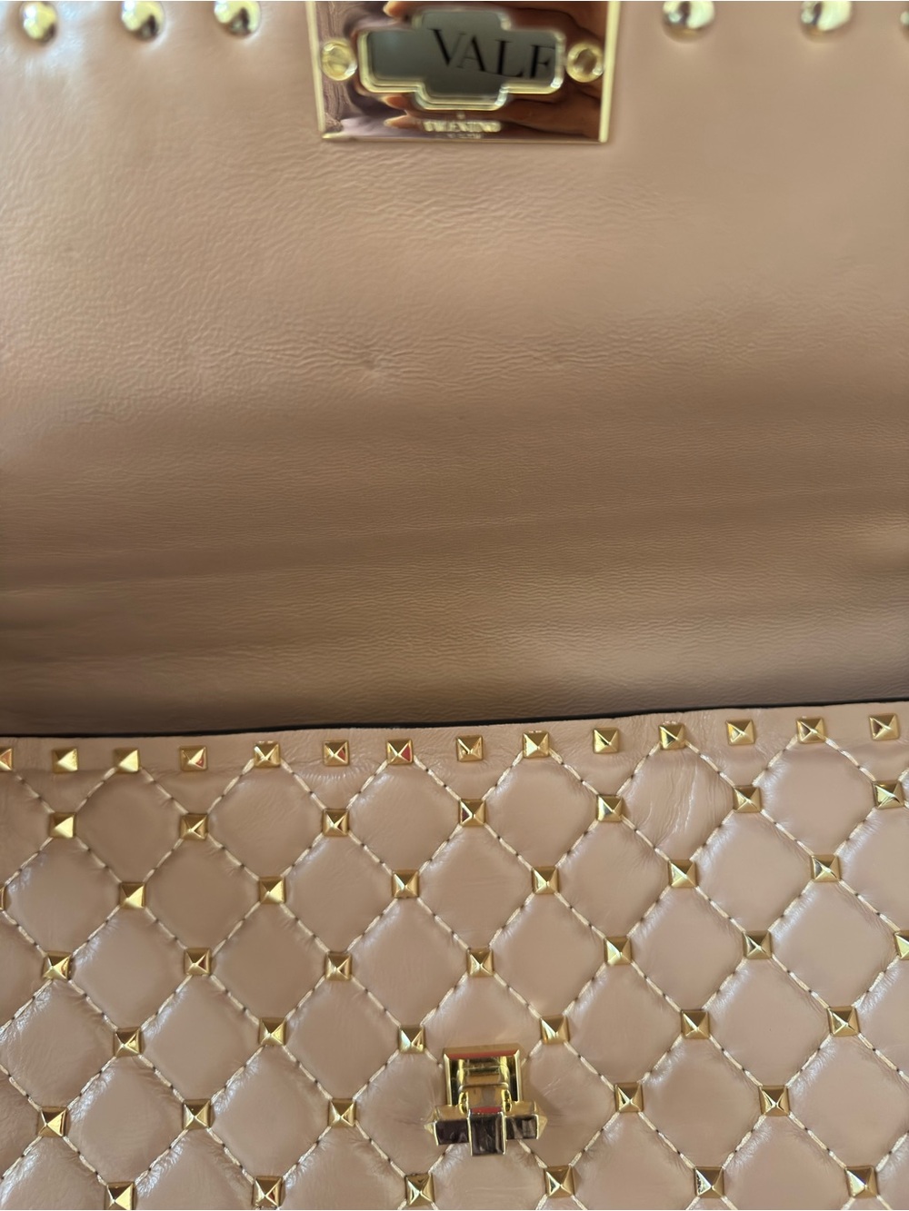 Valentino Nappa Quilted Rockstud Shoulder Bag with Gold Hardware - Picture 5 of 15